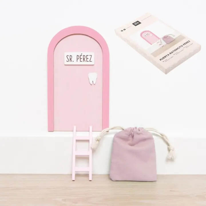 DCASA PUERTA RATONCITO PEREZ INFANTIL ROSA  MEDIDAS 10x1x17 CM - 1