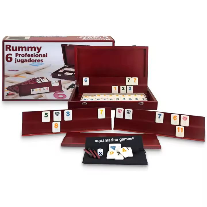 Rummy Profesional 6 jugadores Aquamarine games CP009. Fabricado en madera - 1