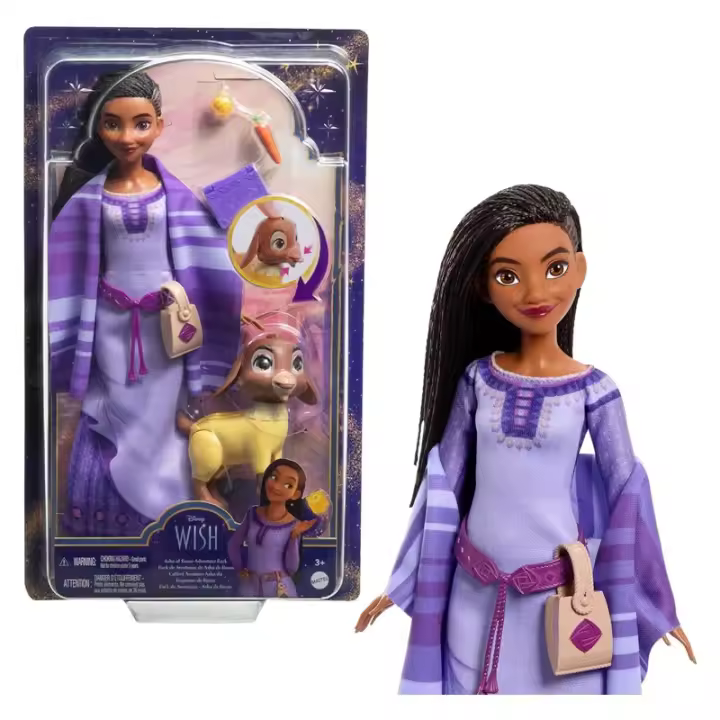 Muñeca Juguete Asha de la Película Wish con Cabra Valentino y Star - Más de 3 Años - 25x19x8 - Mattel - 1