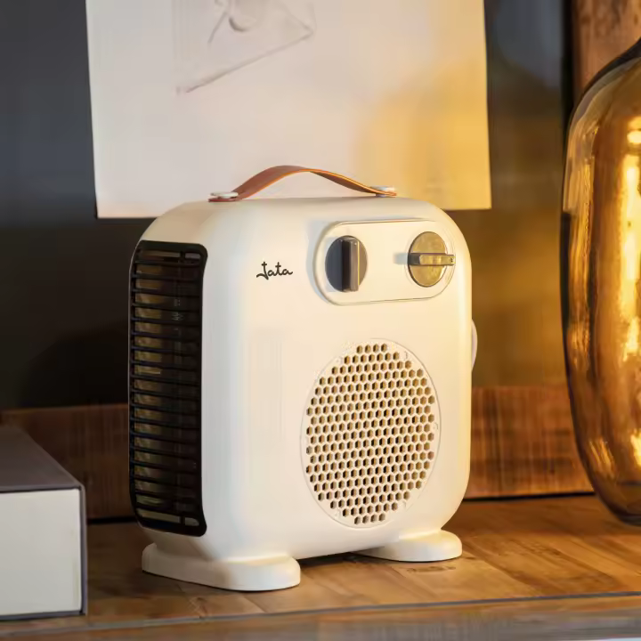 JATA JCTV1206 - Calefactor Bajo Consumo. Termoventilador Baño 2000 W. 2 Potencias. Ventilador. 2 Posiciones: Horizontal y Vertical. Antivuelco. Asa de Transporte. Compacto: 24 x 12,5 x 24 cm - 1