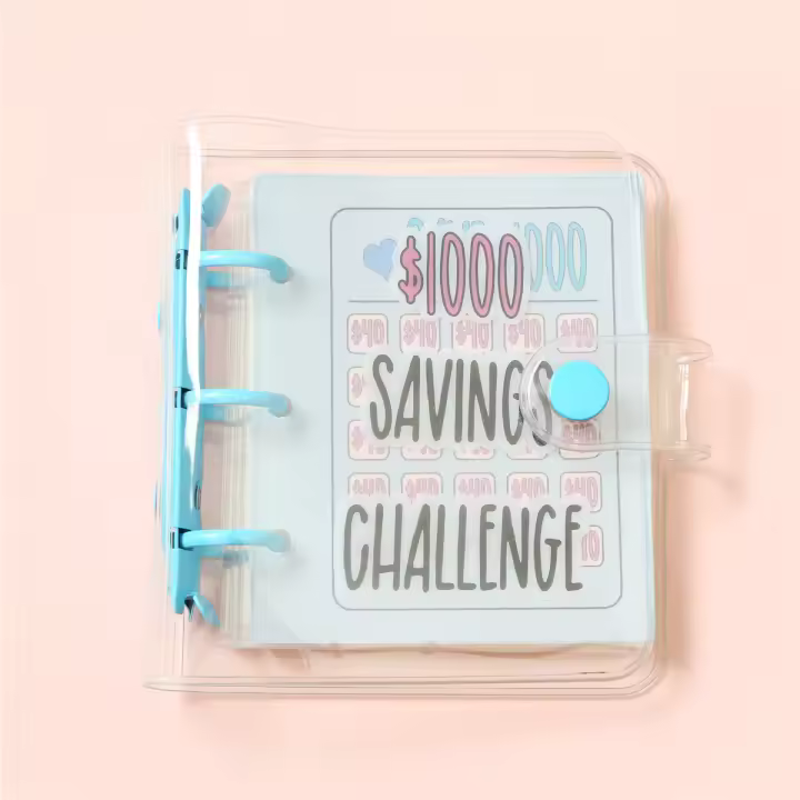 Libro Organizador De Ahorro De Dinero Con 3 Agujeros Y Envolvente Estilo PVC 1 Pieza Por Pack Binder De Desafío De Ahorro - 1