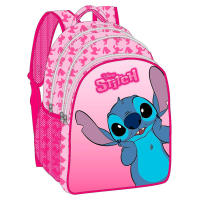 Stitch, Mochila Stitch Grande, Tres Compartimentos, Bolsillo Lateral, Asa Acolchada, Licencia Oficial 100%, Junior, Niña, Niño, Color Rosa, 42 x 32 cm. Kiglam - details 0