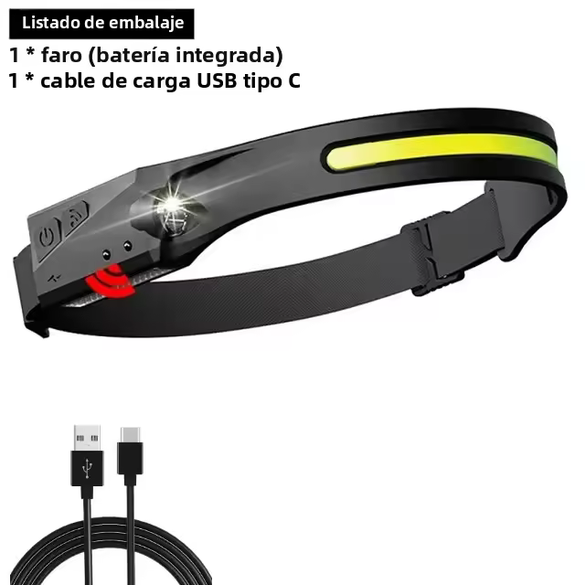 Linterna Frontal LED Recargable USB 1200mAh Para Camping Pesca Y Actividades Al Aire Libre Impermeable Con Modos De Iluminación Variable - 1