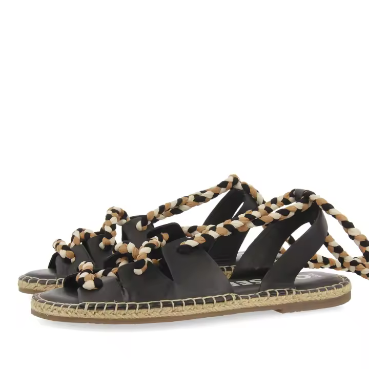 Gioseppo Sandalias Negras de Cuero con Cuerdas Trenzadas para Mujer - 1