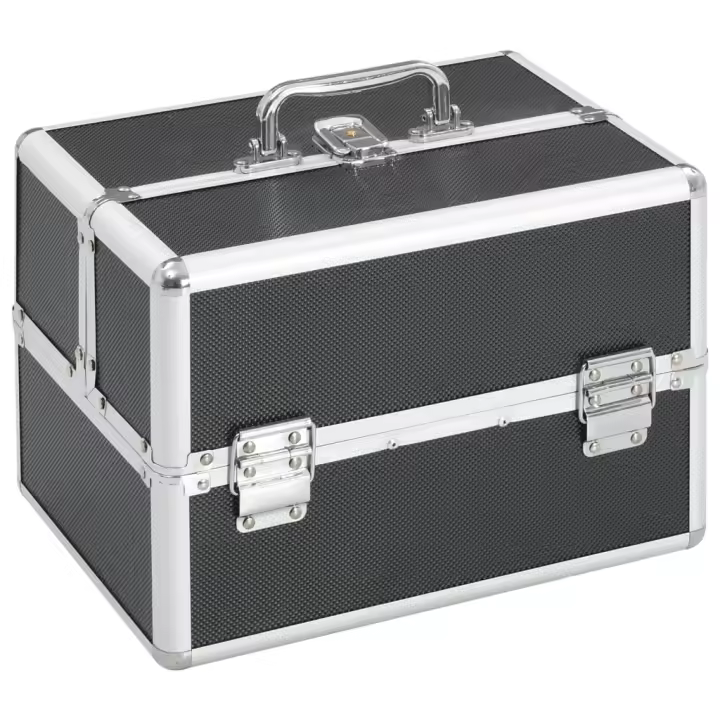 vidaXL Maletín de maquillaje aluminio negro 22x30x21 cm - 1
