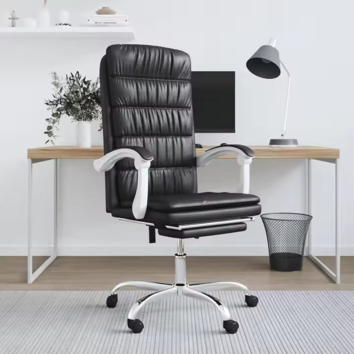 Silla reclinable de Oficina de cuero Negro - 1