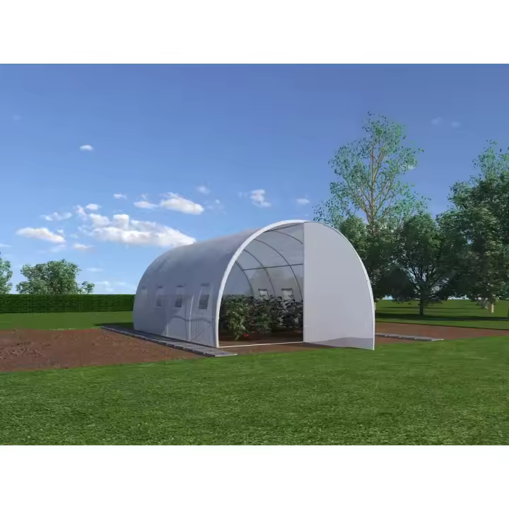 Vente-unique - Invernadero de estructura de acero con puerta 12 m² - L300 x l400 x Alt. 200 cm - ALOCASIA - 1