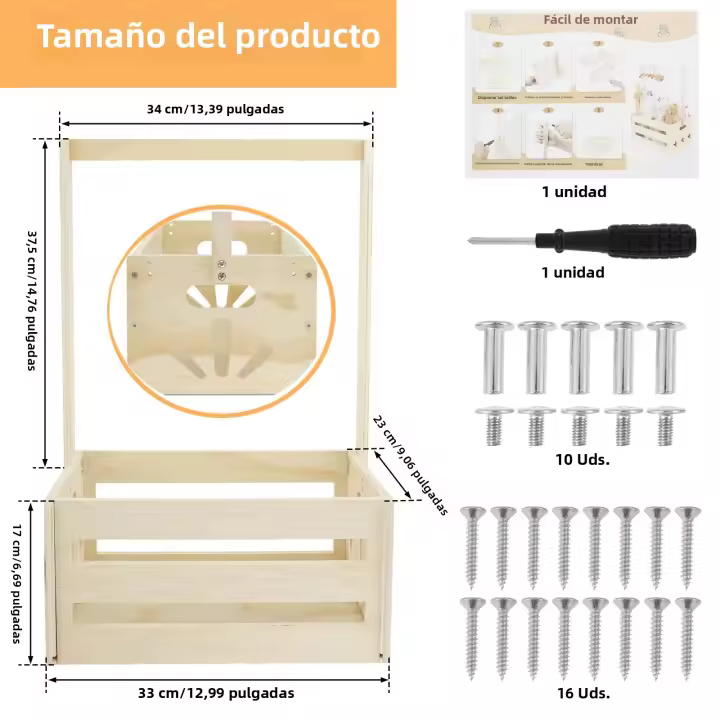 Cesta De Baño Para Bebé Con Manija Portátil Y Gran Capacidad Caja De Madera Para Almacenamiento De Juguetes Decoración De Closets Para Fiesta De Baño - 1