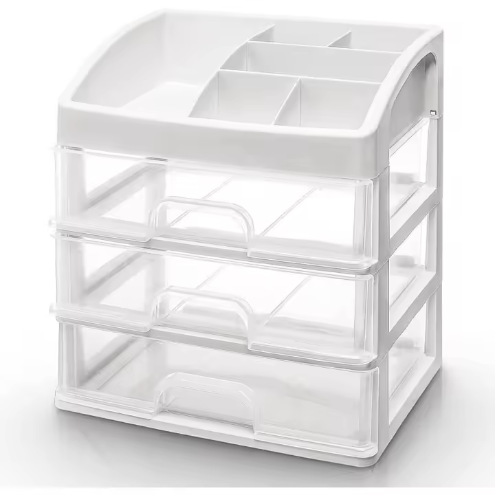 Organizador de Maquillaje, Cajas para Cosméticos de Transparentes Organizador Guardar Espacio De Escritorio Maquillaje Cajón De Almacenamiento de Tipo Caja - 1