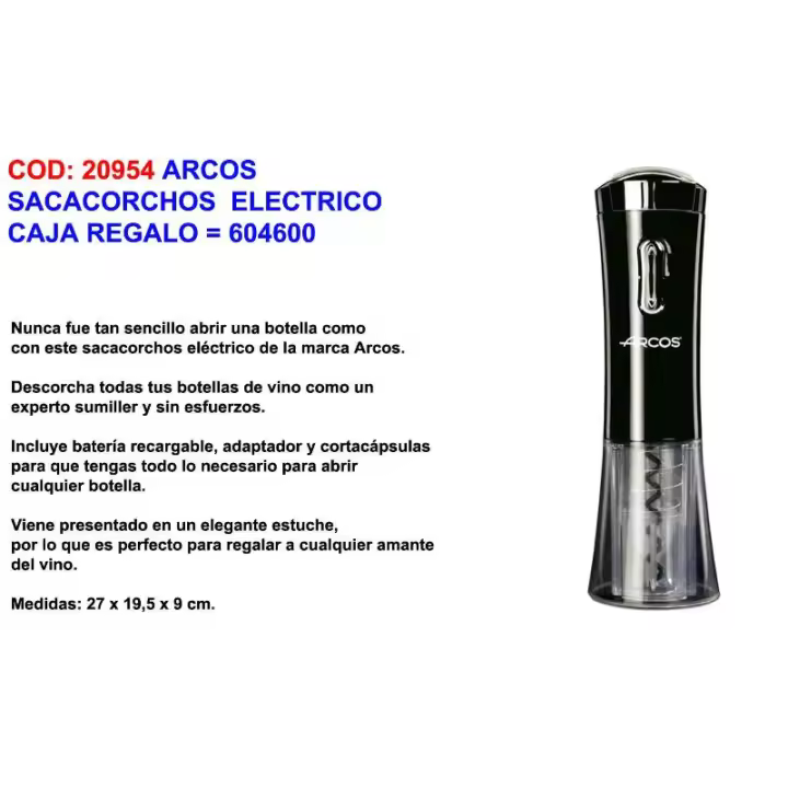 Arcos  sacacorchos  electrico caja regalo   604600 - 1