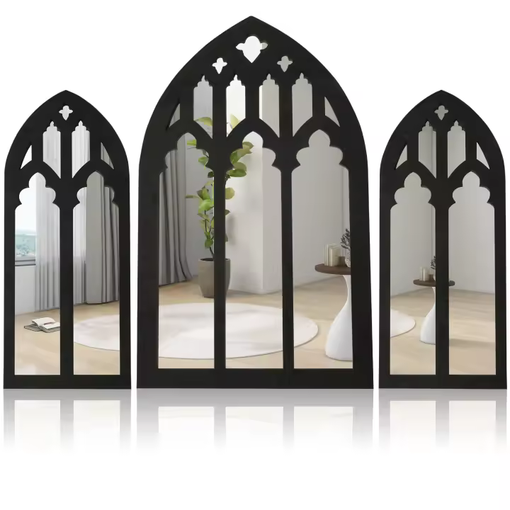 Juego De 3 Espejos Arqueados Para Decoración De Pared Estilo Gótico Decoración De Catedral Espejo Arqueado Autoadhesivo Para Decoración De Pared - 1