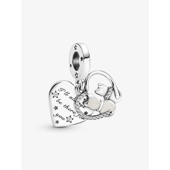 Pandora - Charm Colgante de Gatos y Corazones-Plata de - 1