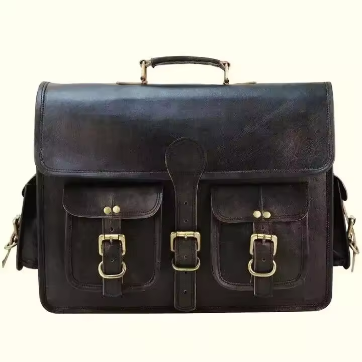 Vintage Genuine Leather Messenger Bag – Laptop Briefcase & Shoulder Satchel - 1