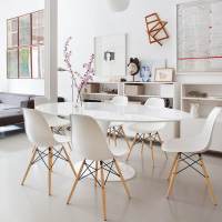 ALLinlife Silla de comedor de estilo moderno ensamblada Silla DSW moderna de mediados de siglo, silla de plástico Shell Lounge para cocina, comedor, dormitorio, sala de estar Juego de 4 sillas laterales - details 13