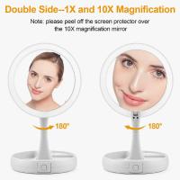 Espejo De Maquillaje Plegable Con Luz LED 10X Magnificación Doble Cara Recargable Por USB O Batería Para El Hogar - details 4
