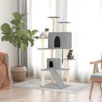 vidaXL Rascador para gatos con postes de sisal 153 cm torre para gatos Color Crema,  Gris claro,  Gris oscuro y mas - details 1