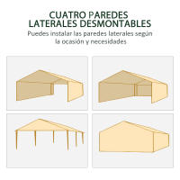Outsunny Carpa de Jardín 6x3 m Cenador Desmontable Exterior con 6 Mosquiteras Laterales 2 Puertas con Cremallera para Terraza Patio Blanco - details 3
