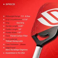 Pala De Pickleball Invikta Control Air Material De La Cara Florek Carbon Fiber Core Thikset Honeycomb Peso 7.8-8.1 Oz Para Adultos Unisex - details 0