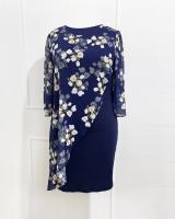Vestido Elegante De Tamaño Grande Con Diseño De Estampado Falso Two-piece Ajustado Para Cocktail Vestido Midi De Cuello En V Estilo Oficina - details 1