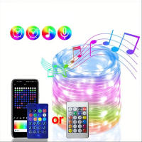 Cadena De Luces LED RGB WS2812B 20m 10m 5m DIY Inteligente IC APP Bluetooth Remote Para Jardín Fiesta Navidad Boda Decoración - details 0