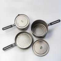Lixada Sartén De Titanio 1100ml Ultraligera Con Mango Plegable Para Cocinar Al Aire Libre Camping Senderismo Montañismo - details 1