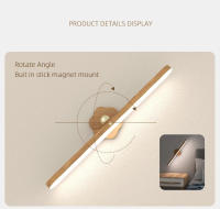 Lámpara De Noche LED De Madera Con Espejo Luz Frontal Recargable Portátil Magnética Para Pared Para Dormitorio Lámpara De Borde Táctil - details 2