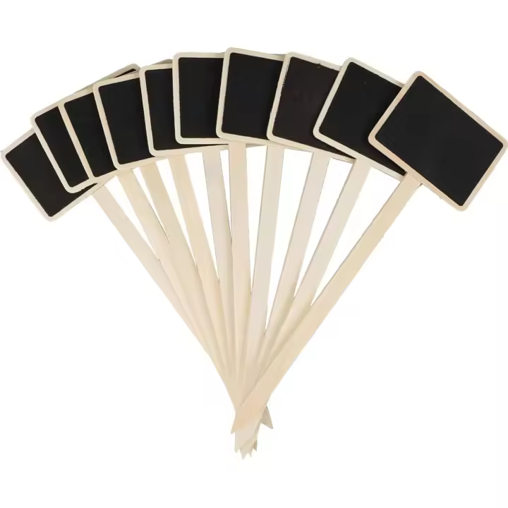 20 Etiquetas de Madera para plantas, mini marcadores de Pizarra Negra para Jardín - 1