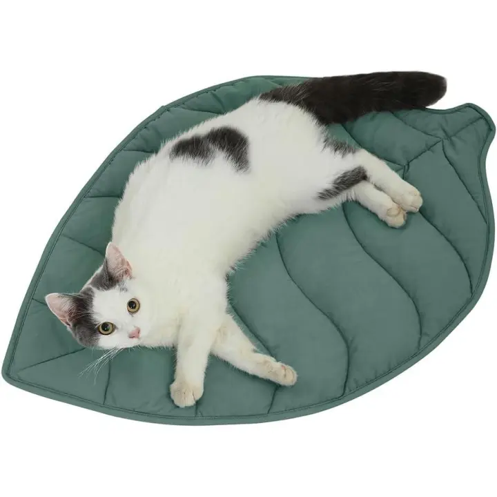 Almohadilla de Algodón para Cama de Gato en forma de hoja, alphaslilla Cálida para Cama para Gatos y Perros - 1