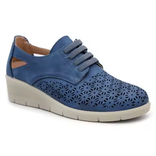 Zapato cuña confort MYSOFT 25M212 con cordones y cuña de 5cm. Hecho en España - 1