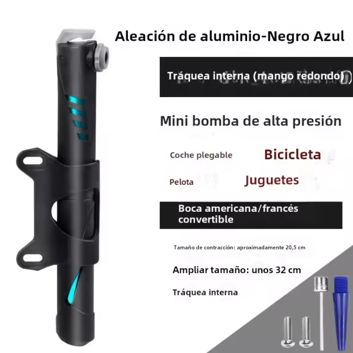 Bomba De Bicicleta De Aluminio Para Rutas Y Montañas Con Tubo Portátil Y Medidor De Presión Aire Para Neumáticos De Bicicleta Accesorios De Ciclismo - 1