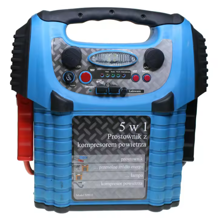 BVC Bateria De Arranque 5 En 1 Mod.Str-Js-020 900 Amp - Compresor de Aire - Adaptadores para Hinchar Ruedas - Salidas USB - Indicación de Presión - 1