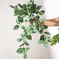 45cm Planta Artificial De Vínculo Hojas De Iva Falsas Scindapsus Aureus Rattan Para Decoración De Hogar Boda Jardín - details 17