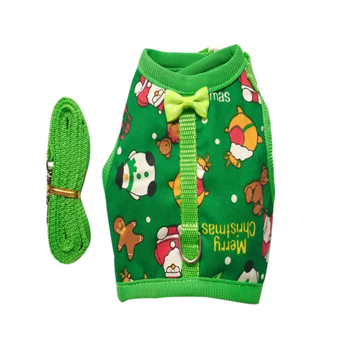 Set De Correa Y Arnés Para Pequeños Animales De Peluche Resistente Al Escape Disfraz De Navidad Rojo/Gris Para Hamster Rata Y Conejo - 1