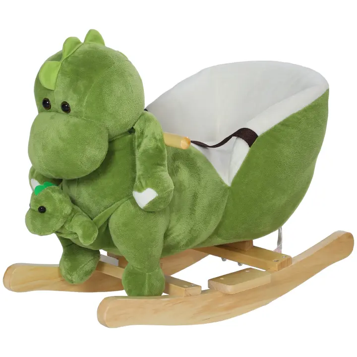 AIYAPLAY Caballo balancín de dinosaurio mecedor para niños, juguete balancín para bebés con cinturón de seguridad y 32 canciones, regalo para niños y niñas de 18 a 36 meses, verde - 1