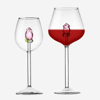 Vaso De Champán Creativo 3D Rosa De Vidrio Con Rosas Incorporadas Para Vino Tinto Y Blanco Vaso De Bebida Goblet Regalo Lindo Para El Día De San Valentín - details 4