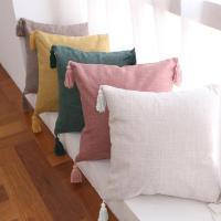 Funda De Cojín De Algodón Linen Verde Con Borla Boho Regalo Para Sofa Decoración De Hogar Navidad Estilo Rústico Americano - details 6