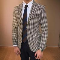 Chaqueta De Traje Chequero Para Hombre Estilo Americano Chaqueta De Noche De Boda Tuxedo Houndstooth Moda Invierno 2024 - details 2