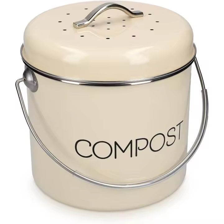 Contenedor de abono de acero inoxidable para cocina Contenedor de abono para cocina Contenedor de abono para cocina Filtro de carbón incluido - 1