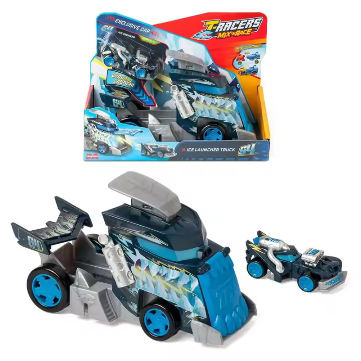 Camión lanzador T-Racers Mix N Race detalles de hielo y vehículo exclusivo - 1