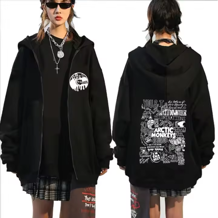  Sudadera De Capucha Con Estampado Arctic Monkeys Vintage Abrigada Para Otoño E Invierno Cierre De Cremallera Estilo Oversized Sudadera De Algodón Para Hombre - 1