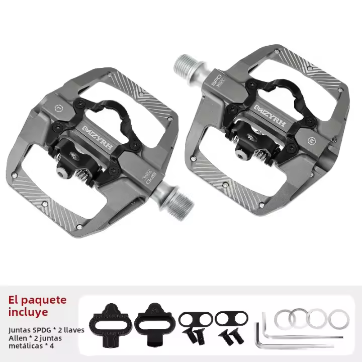 Pedal De Bicicleta 2 En 1 Con Clevatina Gratis Para Sistema SPD MTB Carretera Aluminio Antideslizante Con Rodamiento Sellado Accesorios De Bloqueo - 1