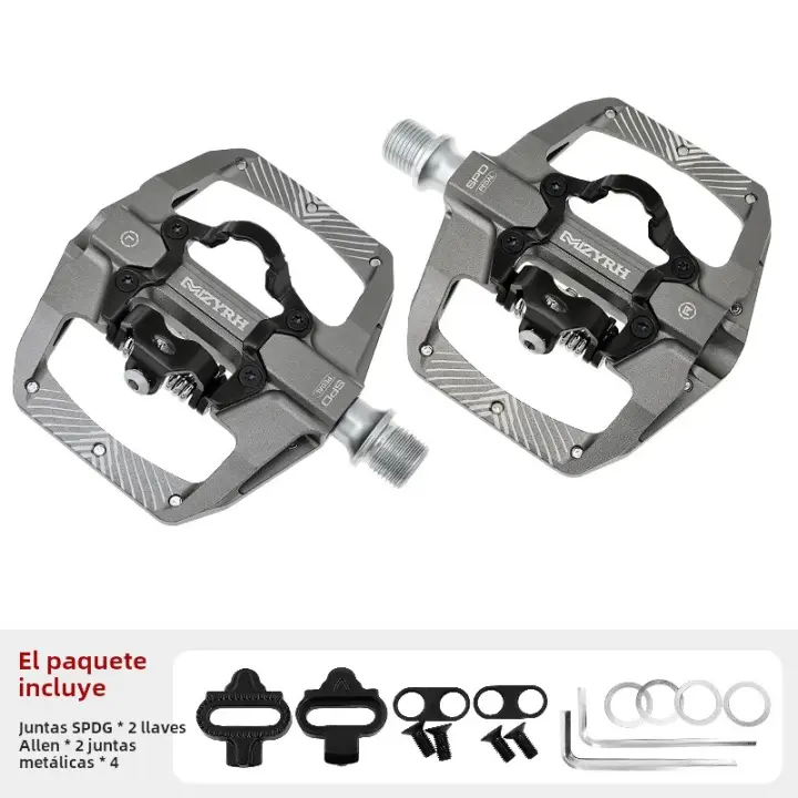 Pedal De Bicicleta 2 En 1 Con Clevatina Gratis Para Sistema SPD MTB Carretera Aluminio Antideslizante Con Rodamiento Sellado Accesorios De Bloqueo - 1