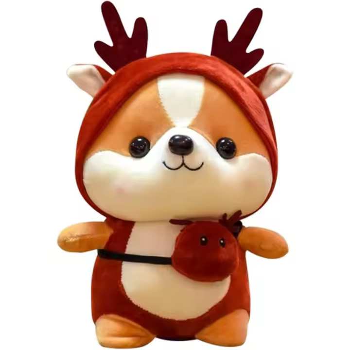 Juguetes de peluche de ciervo Shiba Inu, ropa linda, imágenes de animales de peluche de pingüino suave, lindas almohadas de ciervo, adecuadas para regalos para amantes y amigos. - 1