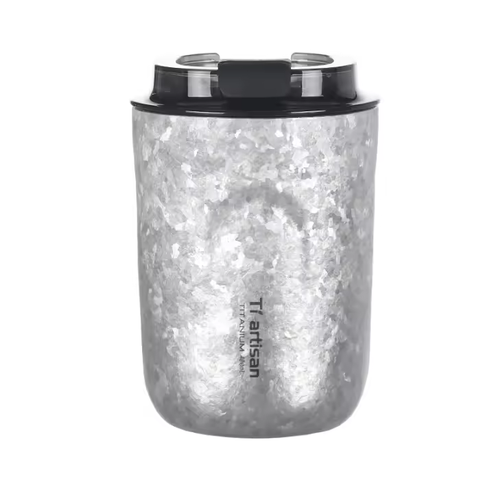 Tiartisan Taza De Café Y Té De Titanio Ultraligera Para Camping Y Exteriores Con Tapón Termo Doble Capa Portátil 400ml - 1