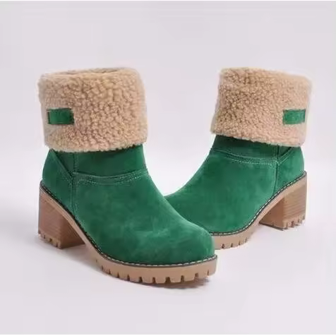 SP Botas de Mujer Talla 43 E invierno de Tubo Medio Tacón Gruesos Botas de gamuza Botas de algodón para mujer, - 1