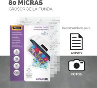 Fellowes Fundas para Plastificar A4 80 Micras Grosor 100 Unidades Transparentes Pack Bolsas para Plastificar Documentos - Acabado Brillante - 5306114 - details 3