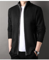 Chaqueta De Punto Para Hombre Con Cuello Erguido Estilo Coreano Slim Fit Color Sólido Abrigo De Otoño E Invierno Con Cierre De Cremallera - details 19