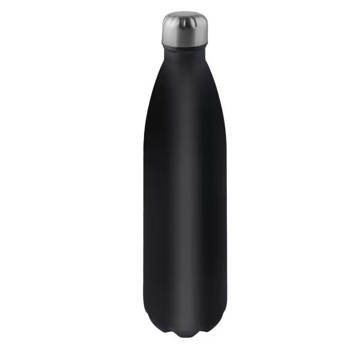 Botella termo de doble pared de acero inoxidable acabado en negro - Adecuada tanto para bebidas frías como calientes - Tapón de cierre hermético para evitar fugas - Ideal para oficina, montaña, playa... - Fácil de limpiar con agua y un poco de detergente - 1