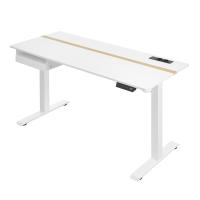 Escritorio eléctrico ajustable en altura, mesa de pie 60x140 cm, ajuste continuo, 4 memorias de altura, disponible en blanco, gris, marrón rústico o negro - details 0