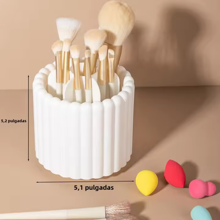 Soporte Giratorio De Maquillaje 360 Con 8 Slots Organizador De Pincel Removible Almacenamiento De Cosméticos Y Porta Bolígrafo - 1